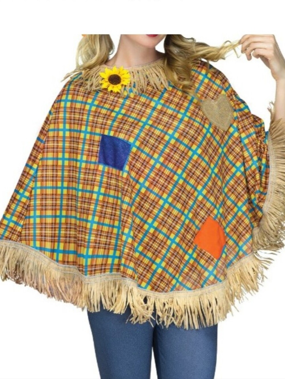 Spirit Halloween Scarecrow Poncho Costume And Headband Hat